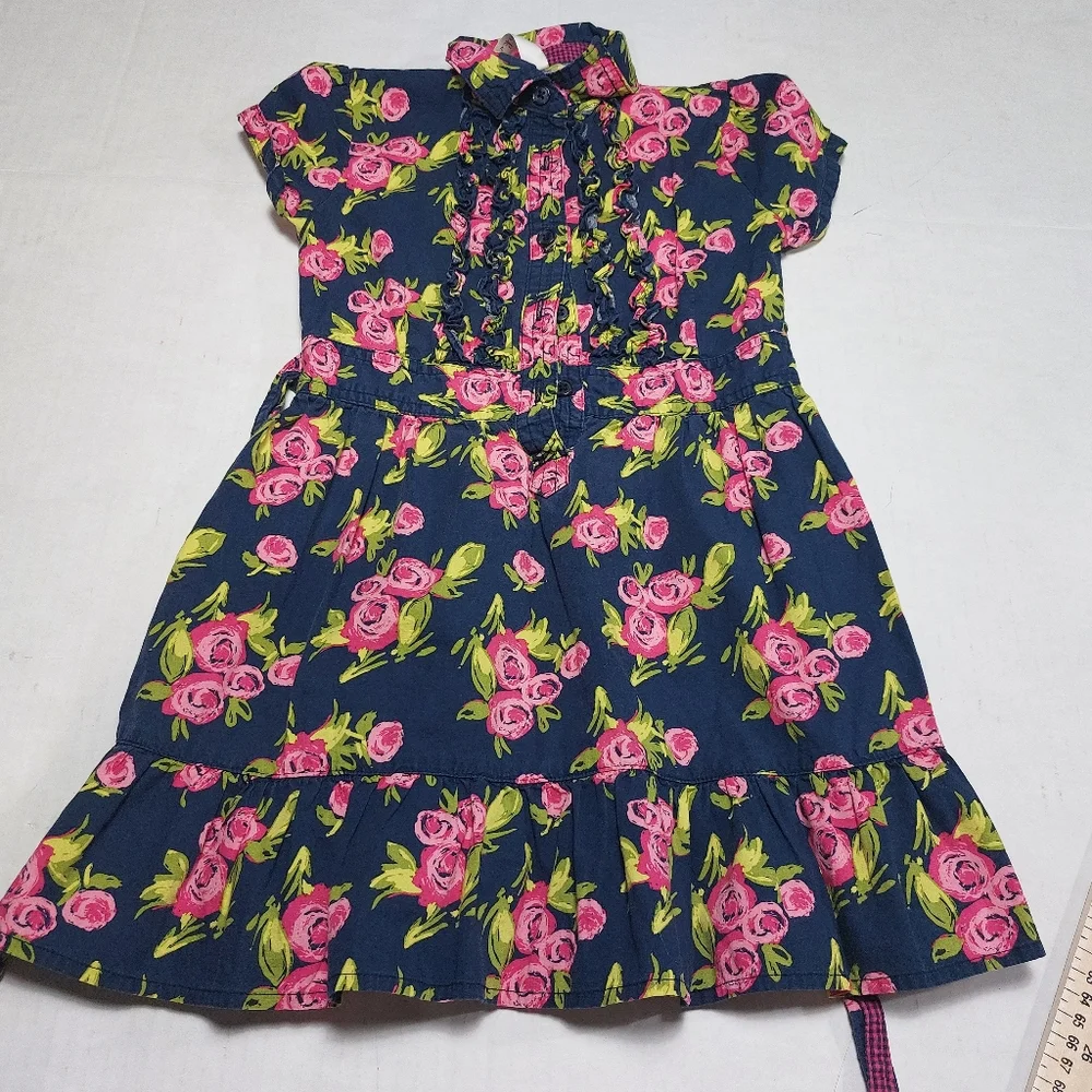 Cherokee Pink and Blue Floral Ruffle Dress Size XS - Picture 7 of 11